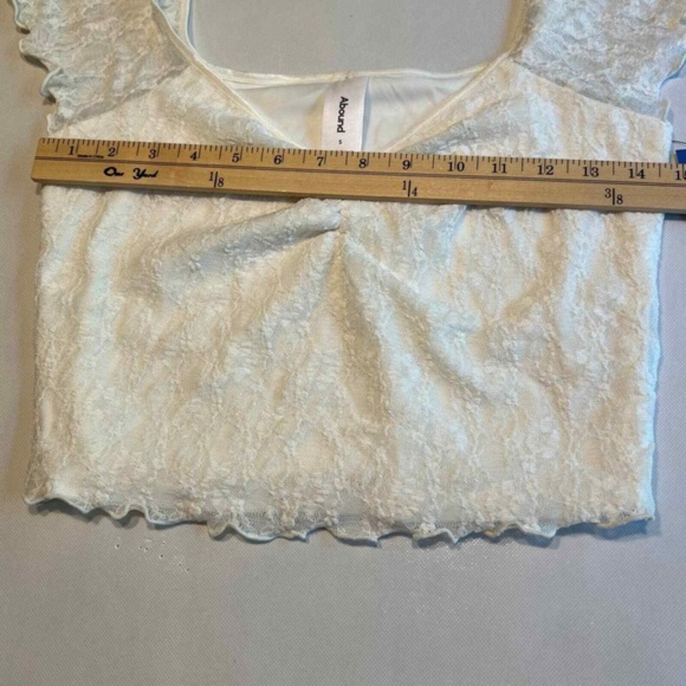 Abound Womens Small White Lace Cap Sleeve Top‎ Womens Small Cute Summer Crop Top - Picture 6 of 9